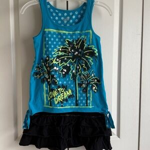 Justice Teal Polka Dot Top